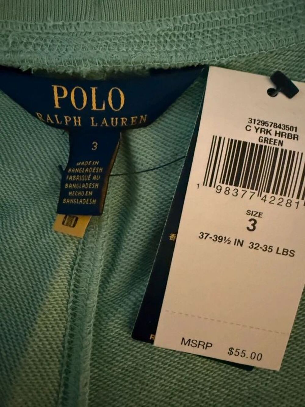 Polo Ralph Lauren sweatpants Mint Green size 3 Girls NWT wide leg - Picture 3 of 13